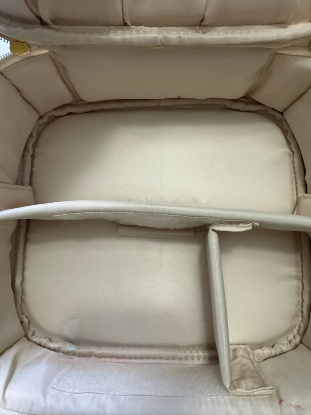 Beige Floral 'A' Accent Satchel Cosmetic Bag